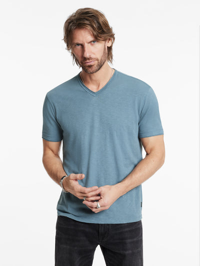 John Varvatos Miles V-Neck T-Shirt in Steel Blue