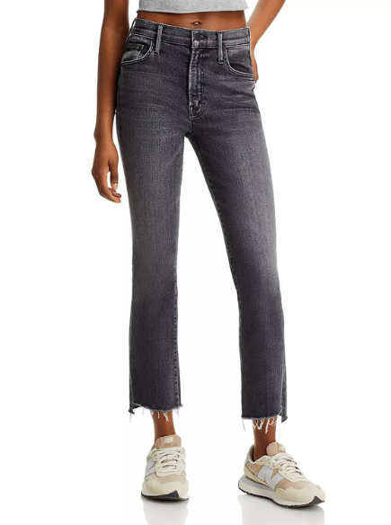 Mother gray insider crop step fray store jeans