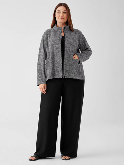 EILEEN FISHER EXTENDED SIZING - STAND COLLAR JACKET in Black/White