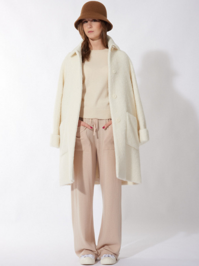 CINZIA ROCCA - MAXI WITH SHIRT COLLAR WOOL COAT in Camel