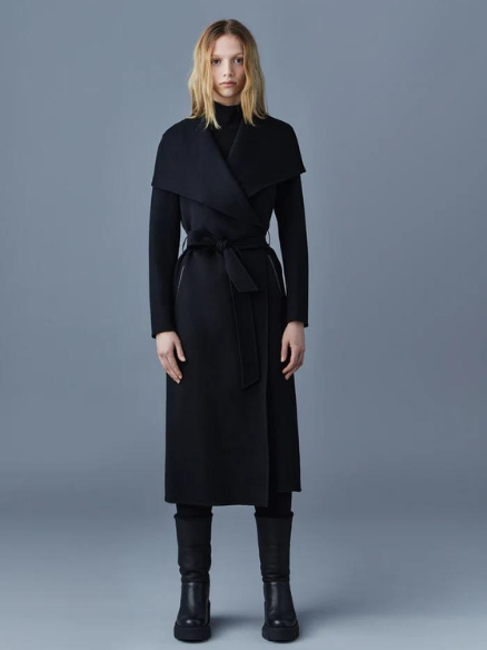 Black womens wrap coat discount