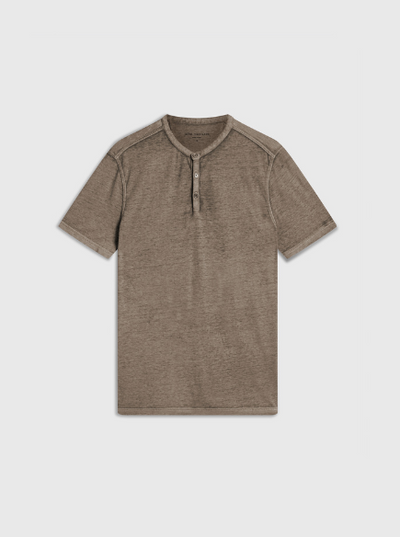 John Varvatos Duke Henley T-Shirt in Spruce Found at Robert Simmonds in Downtown Fredericton NB.