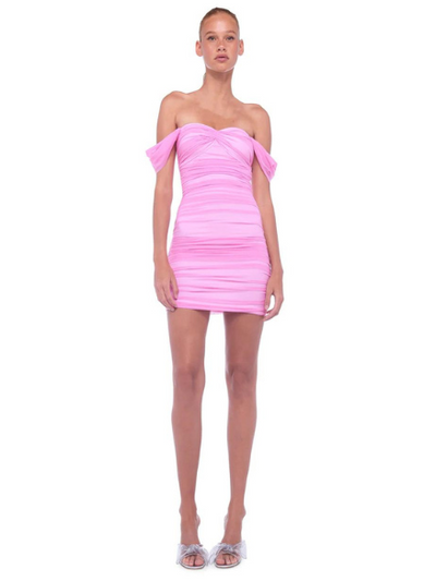 Norma Kamali Walter Mini Dress in Candy Pink